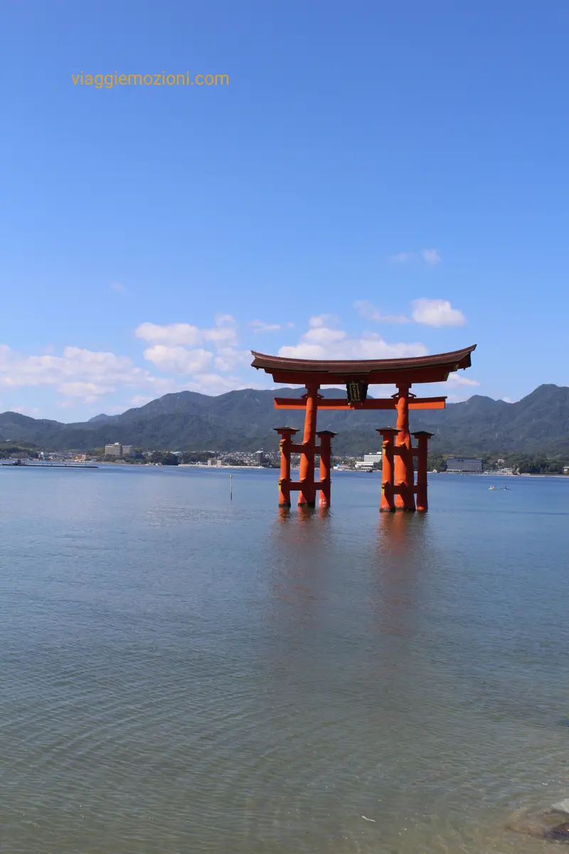 Tori nell' acqua sull'isola di Miyajima, Giappone